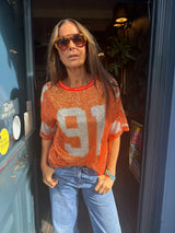 Sequin NFL Inspired Top - Orange