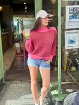 Alaia Knit with Buttons - Hot Pink