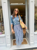 Rosalie Tulle Midi Skirt - Dusty Blue
