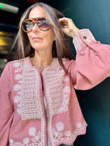 Oriana Embroidered Jacket - Rose