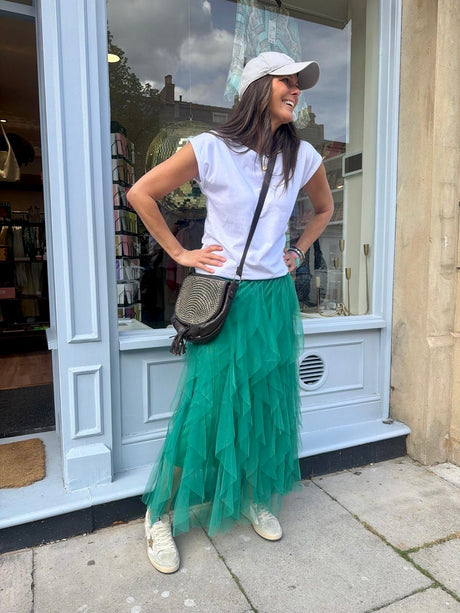 Rosalie Tulle Midi Skirt - Green