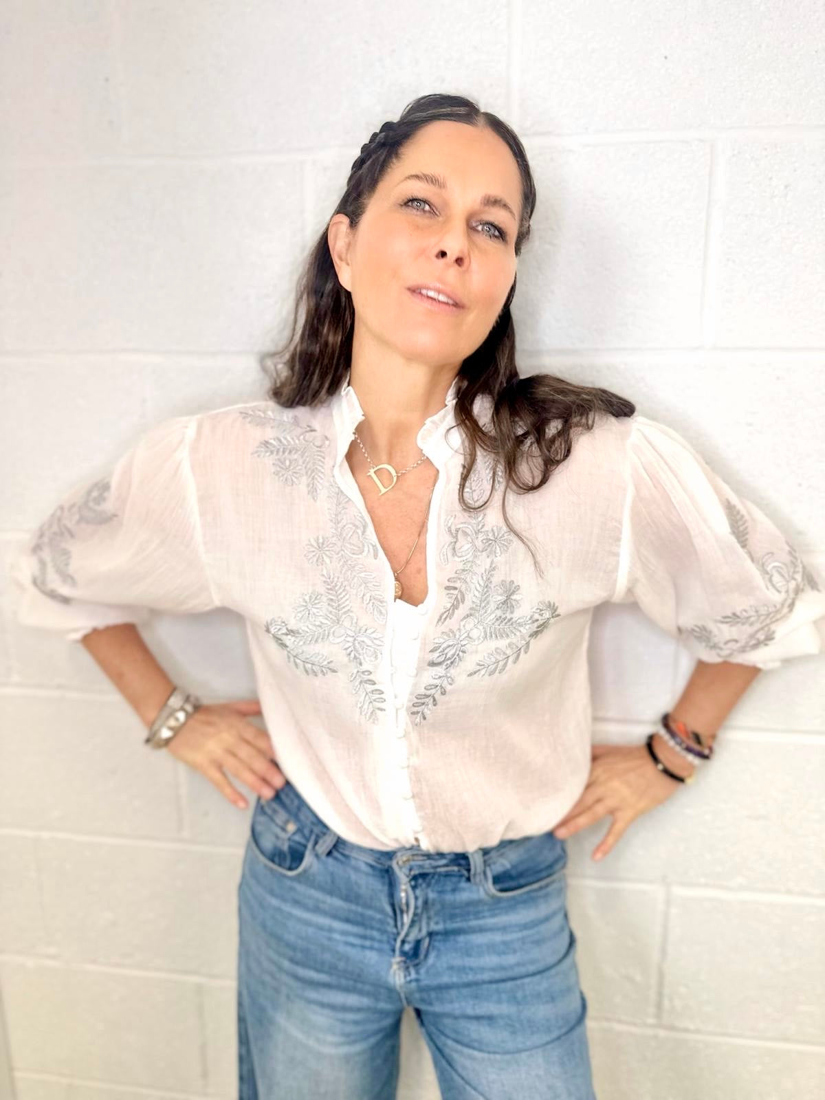 Blusa bordada Neomie blanca