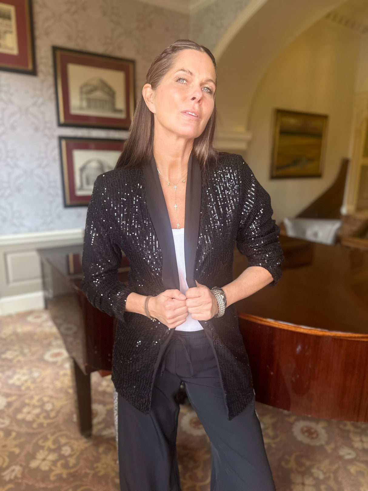 Blazer de lentejuelas Reed negro