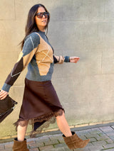 Edith Satin Lace Skirt Chocolate