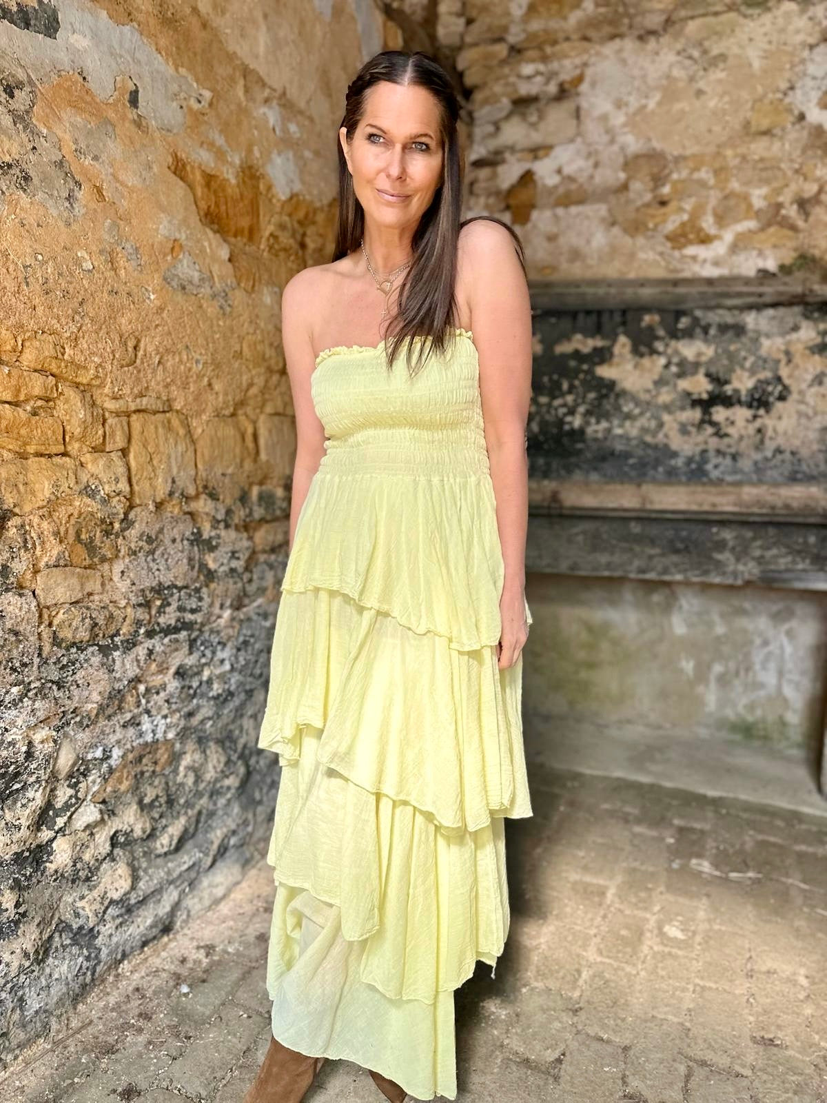 Laurie Ruffle Maxi Dress - Yellow