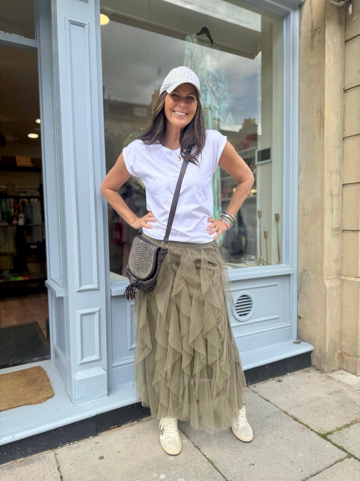 Rosalie Tulle Midi Skirt - Khaki