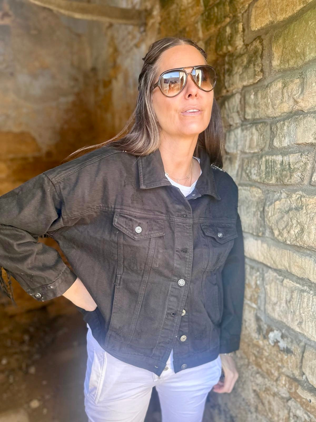 Chaqueta vaquera negra Dallas