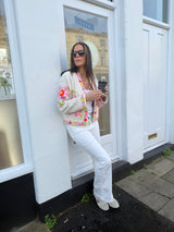 Stella Studded Bootcut Jean - White