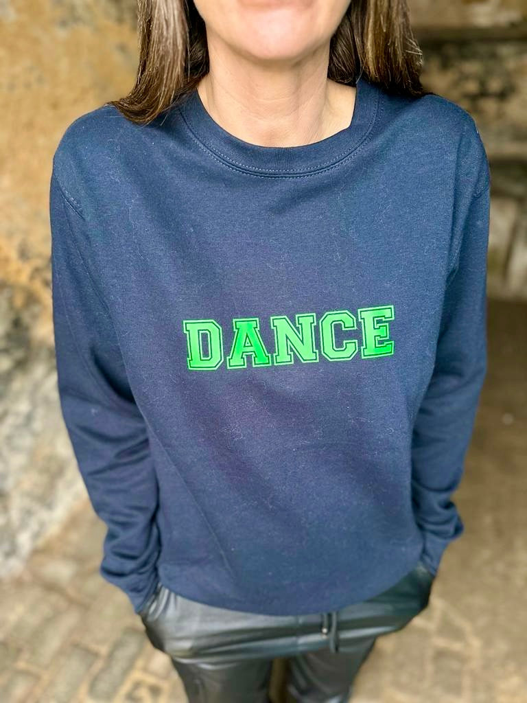 Sudadera DANCE azul marino verde neón