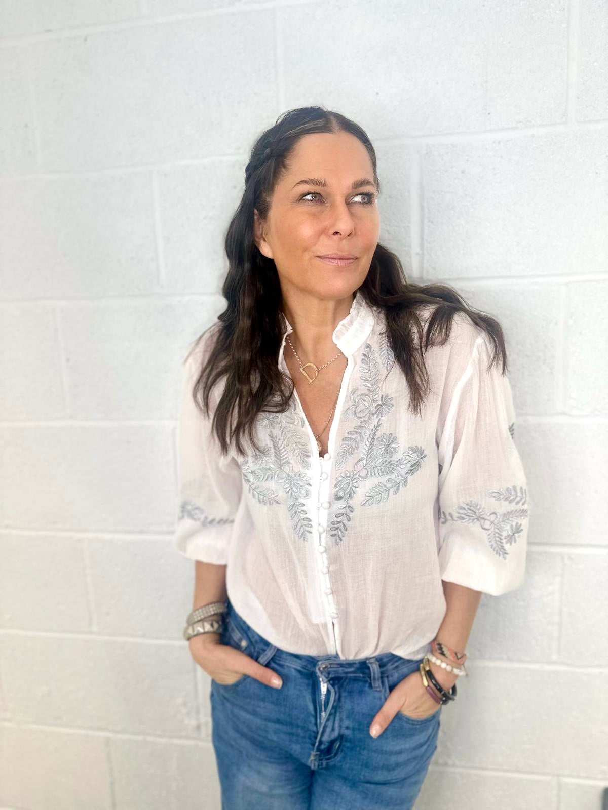 Blusa bordada Neomie blanca
