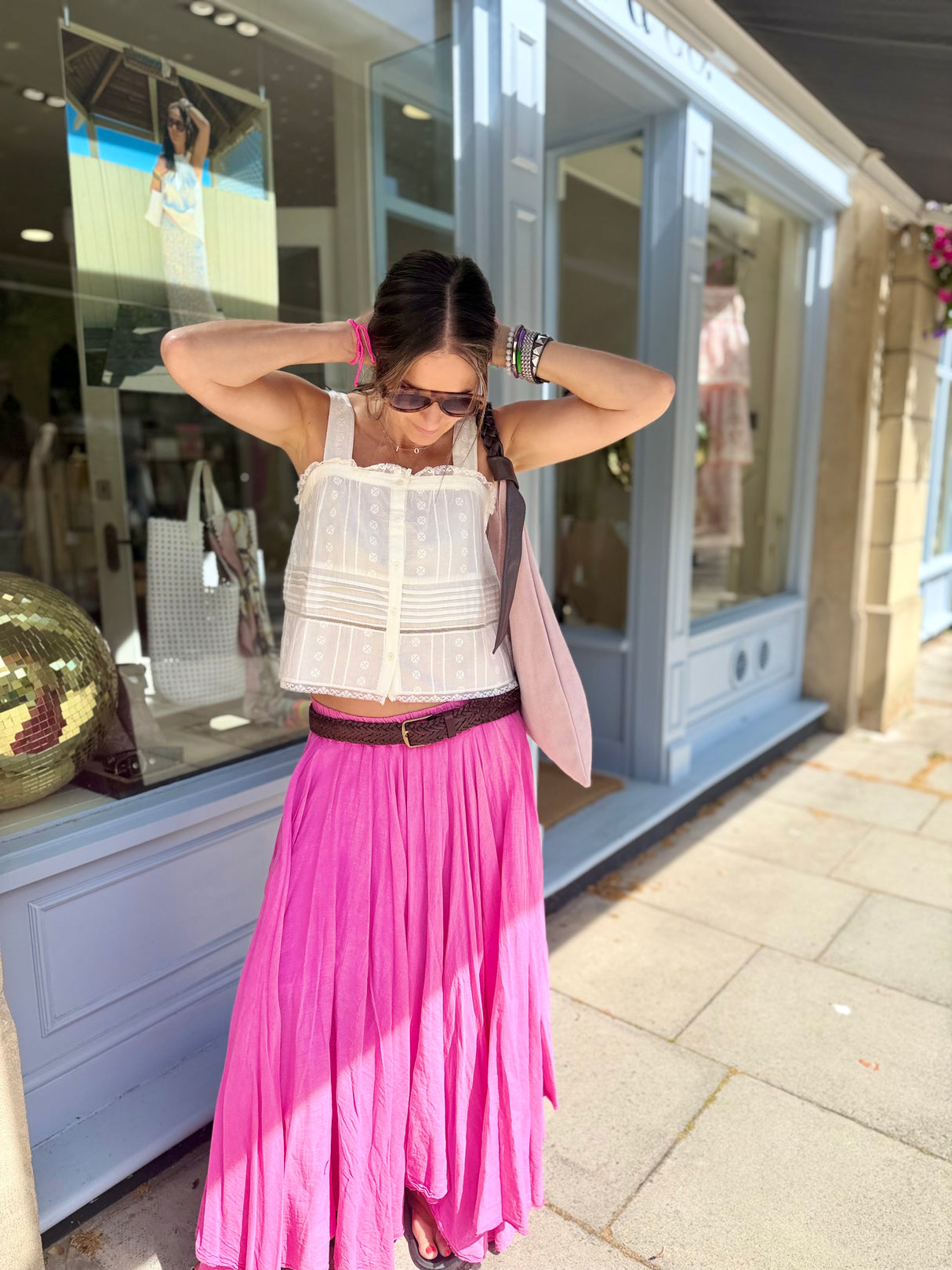 Joy Midi Skirt - Hot Pink