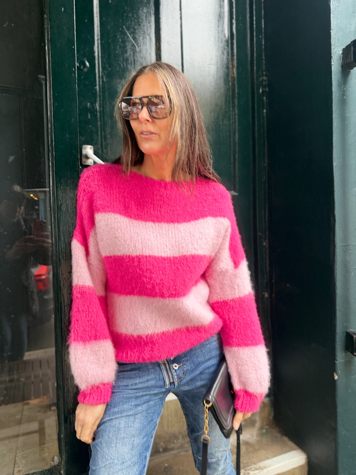 Freddie Stripe Knit - Hot Pink