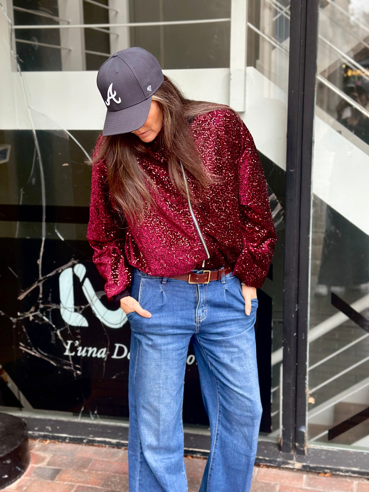 Marant Sequin Bomber - Cherry