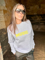 Sudadera MUSIC Gris Neón Amarillo