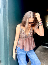 Liza Sequin Camisoles - Chocolate