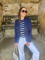Cassia Knit - Navy/White
