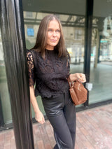 Raquel Crochet Blouse - Black