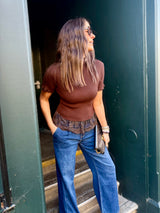 Ophelia Short Sleeve Turtleneck - Chocolate