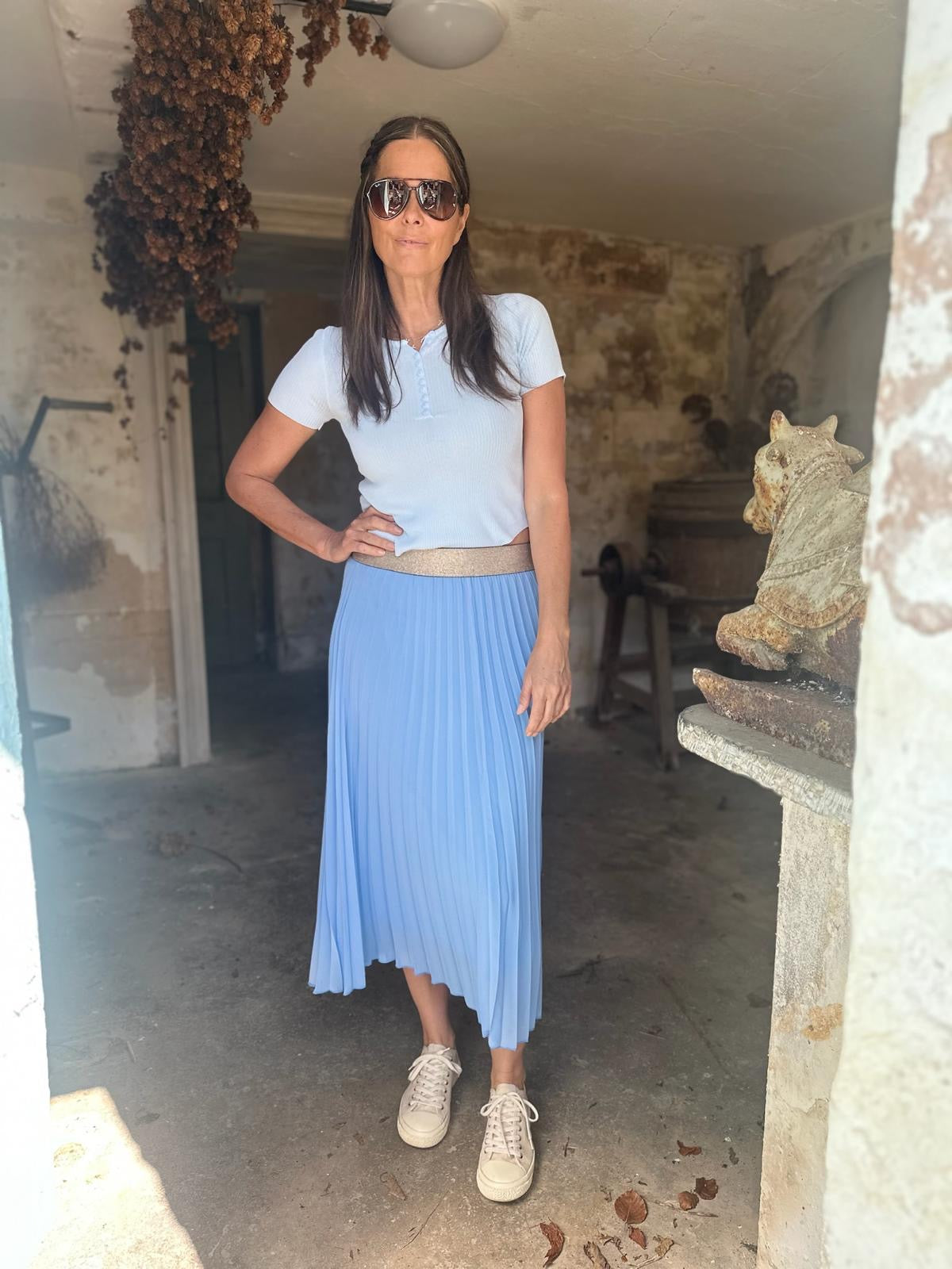 Kaia Midi Skirt - Sky Blue