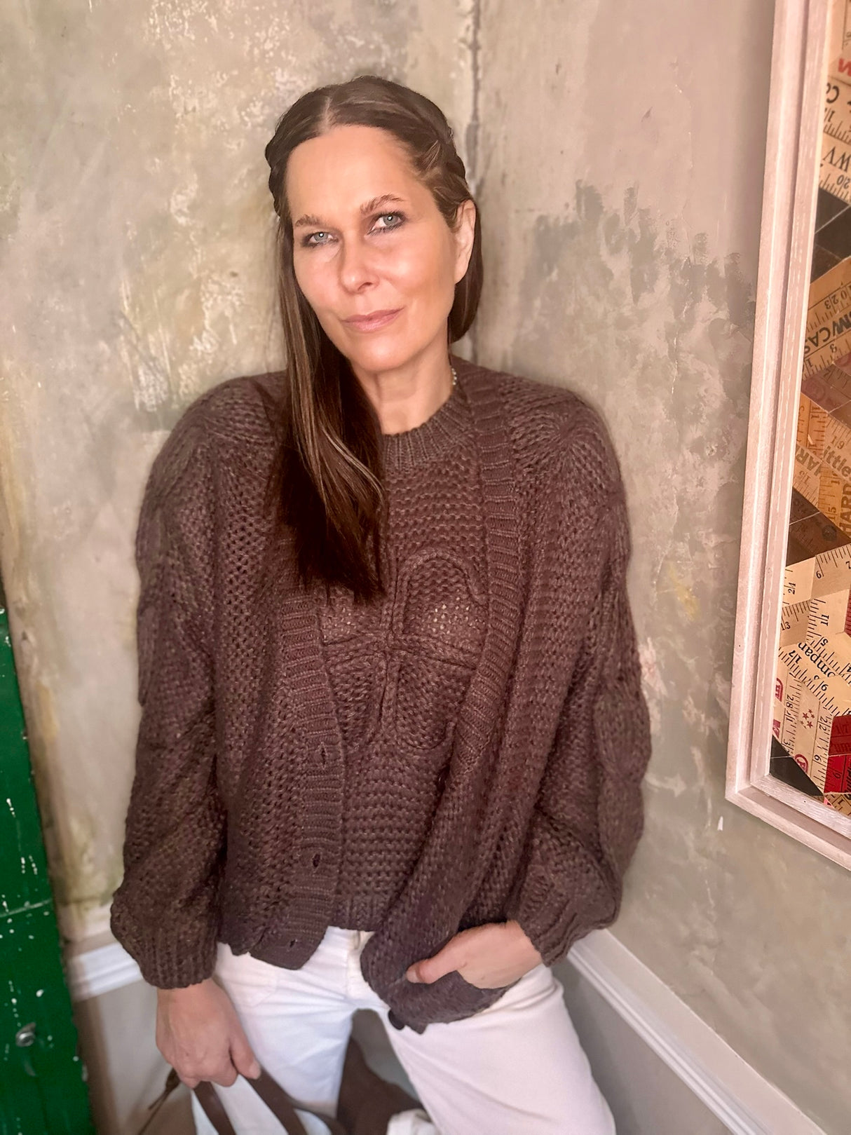 Rival Knitted Cardigan with Logo - Brown