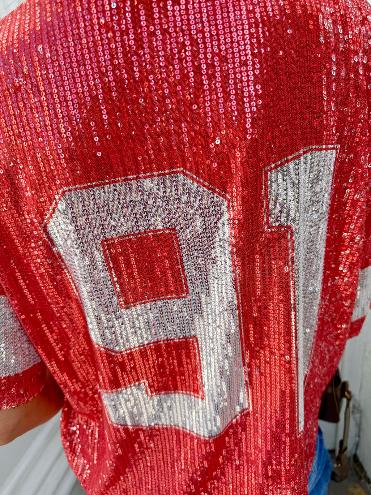 Sequin NFL Inspired Top - Red
