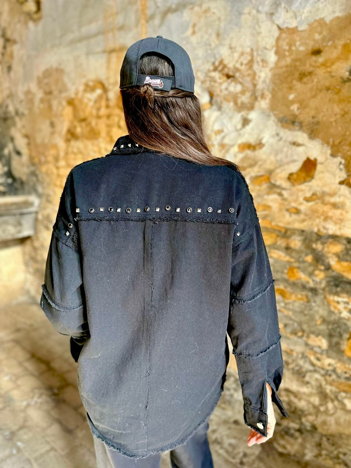 Chaqueta cargo con tachuelas Rocky - Negra