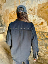 Chaqueta cargo con tachuelas Rocky - Negra