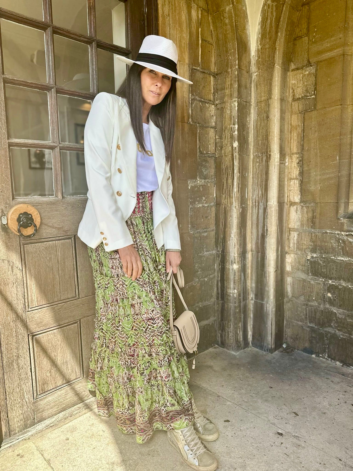 Believer Tiered Maxi Skirt Pea Green