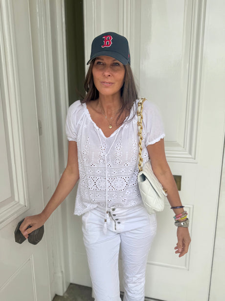 Florence Broiderie Anglaise Top - White