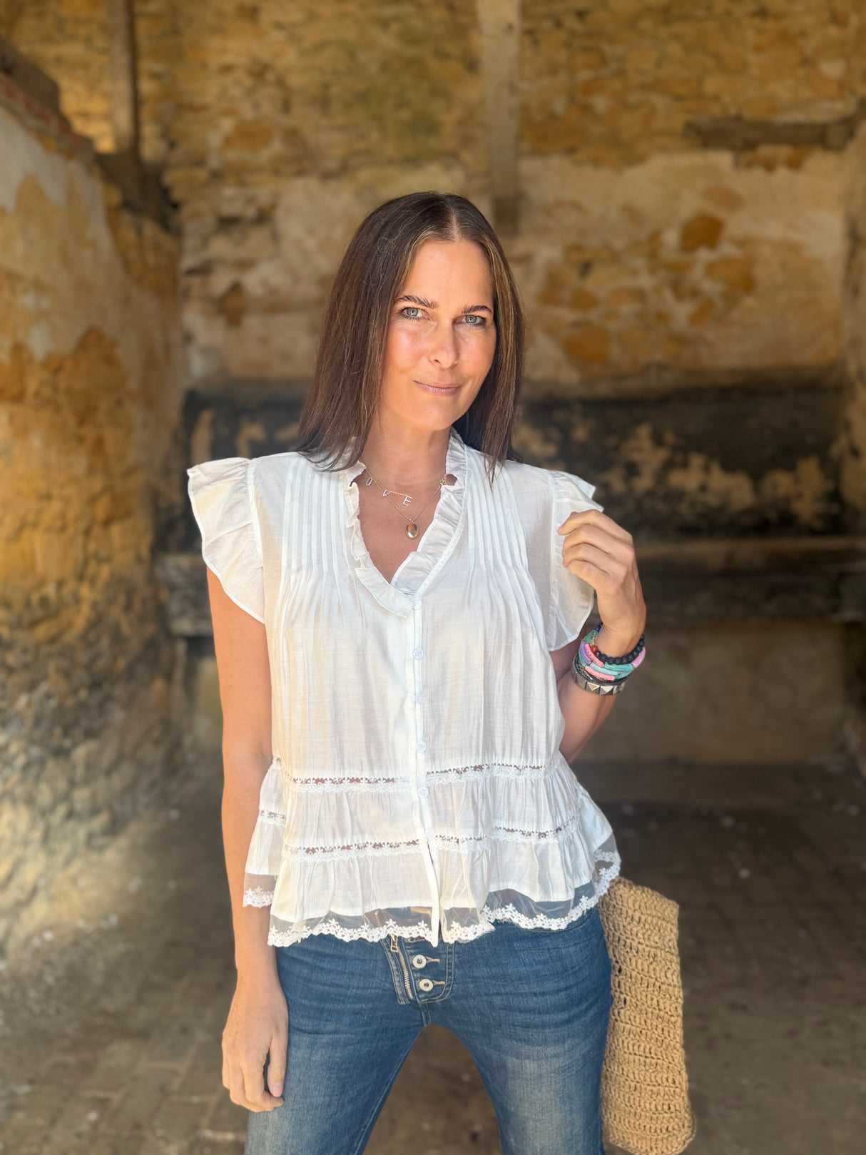 Arden Ruffle Blouse - White