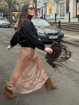 Christin Sequin Skirt - Rose Gold