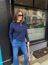 Coral Crew Neck Knit - Navy