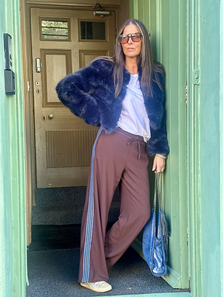Millie Stripe Pant - Chocolate/Blue