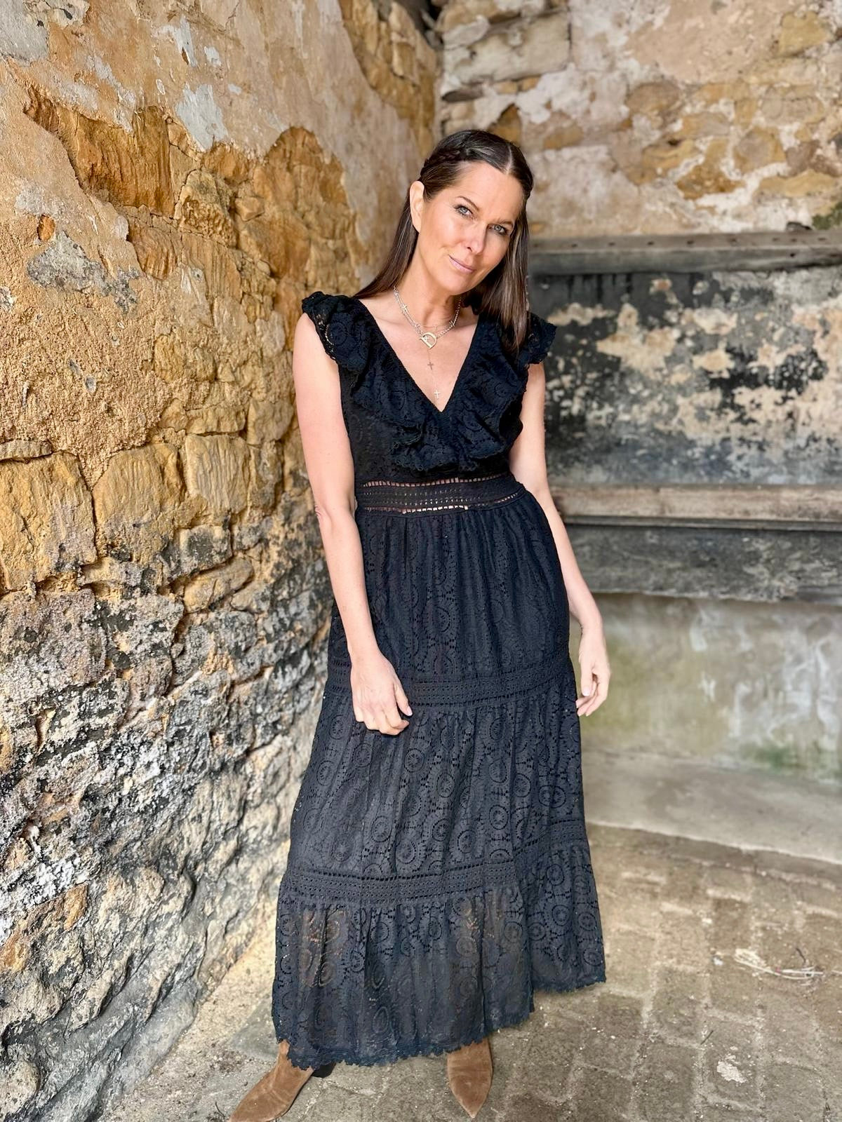 Carter Crochet Maxi Dress - Black
