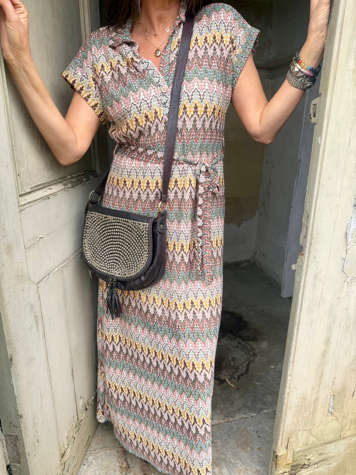 Robin Printed Maxi Dress - Khaki