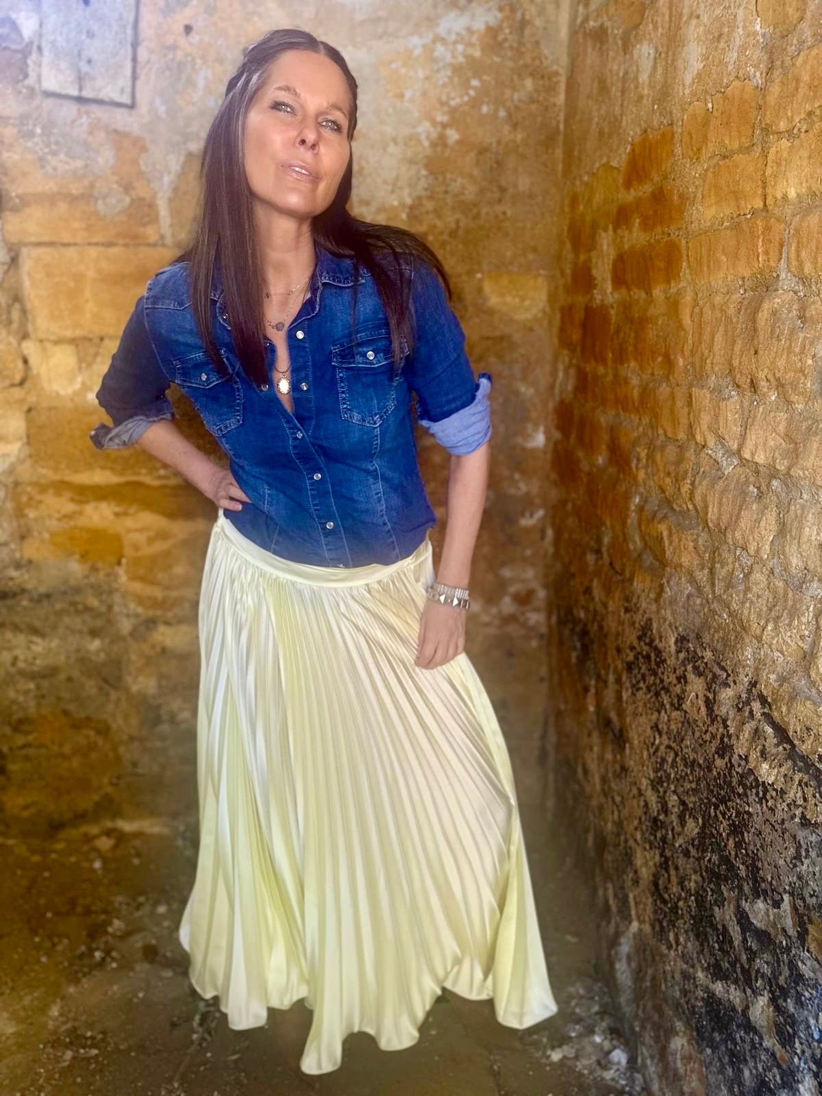 Falda plisada Sue - Vainilla