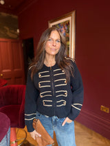 Hazel Military Knitted Jacket - Black