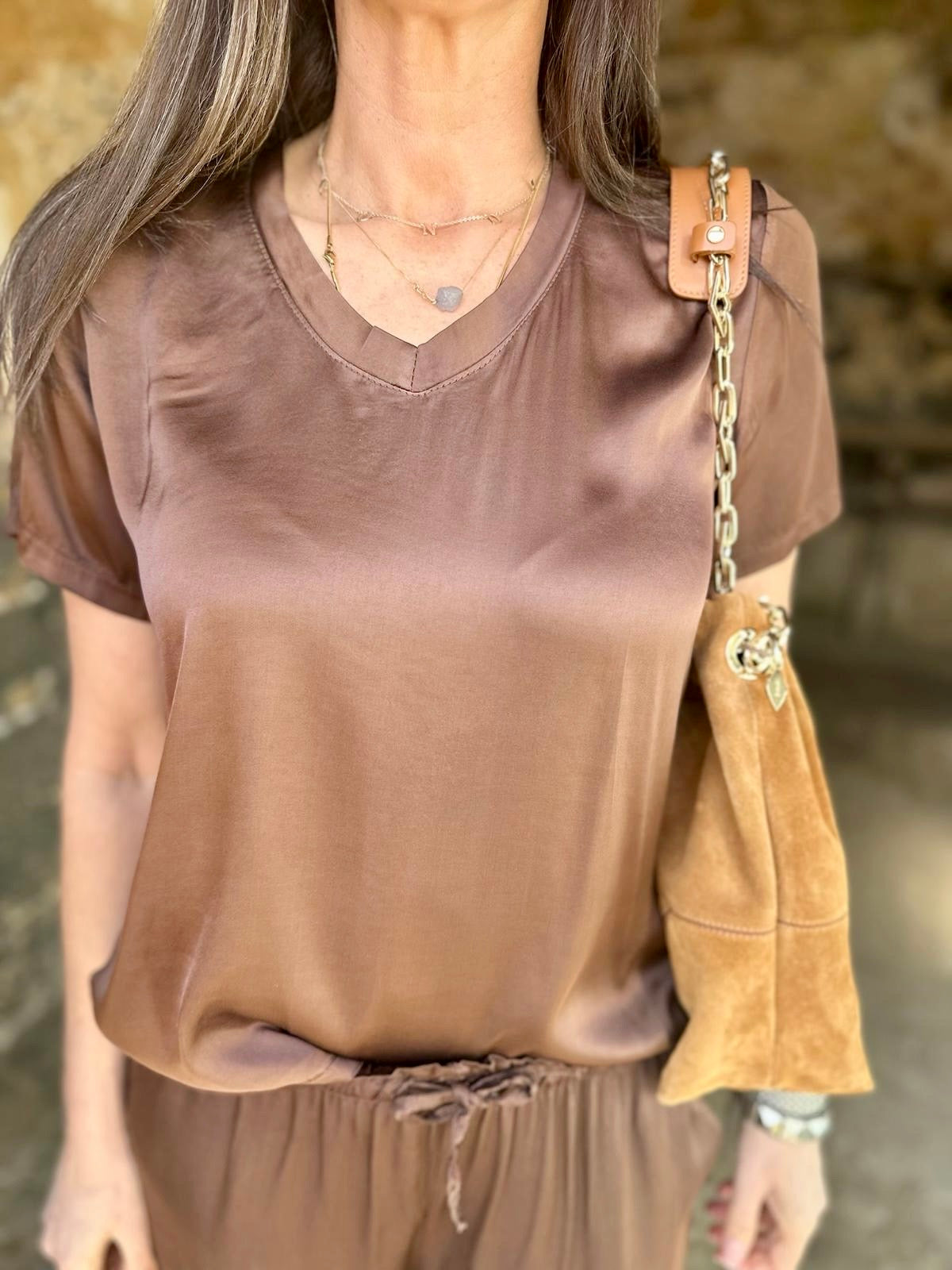 Camiseta Isobel Silk Blend color chocolate