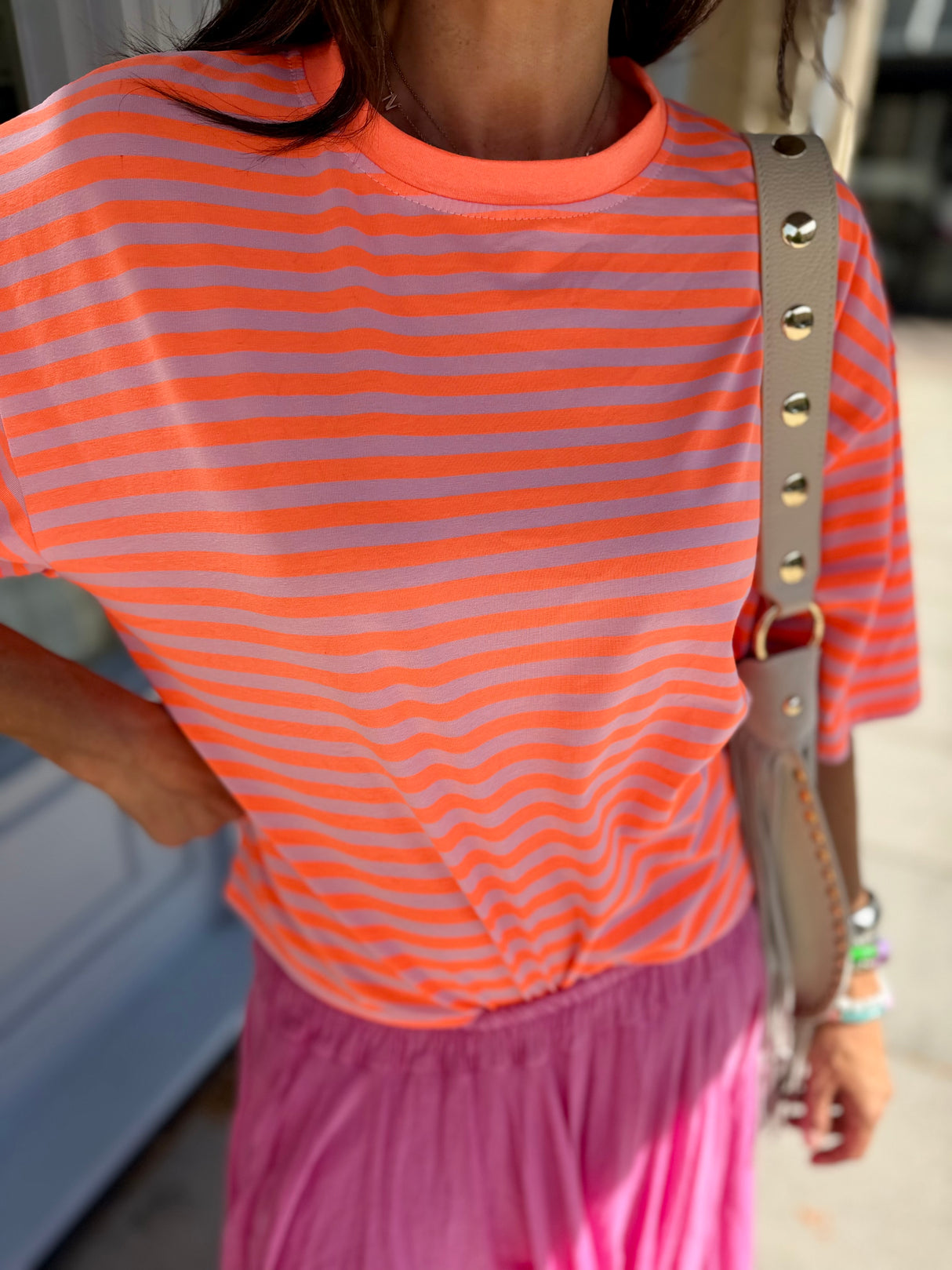 Lara Stripe Tee - Neon