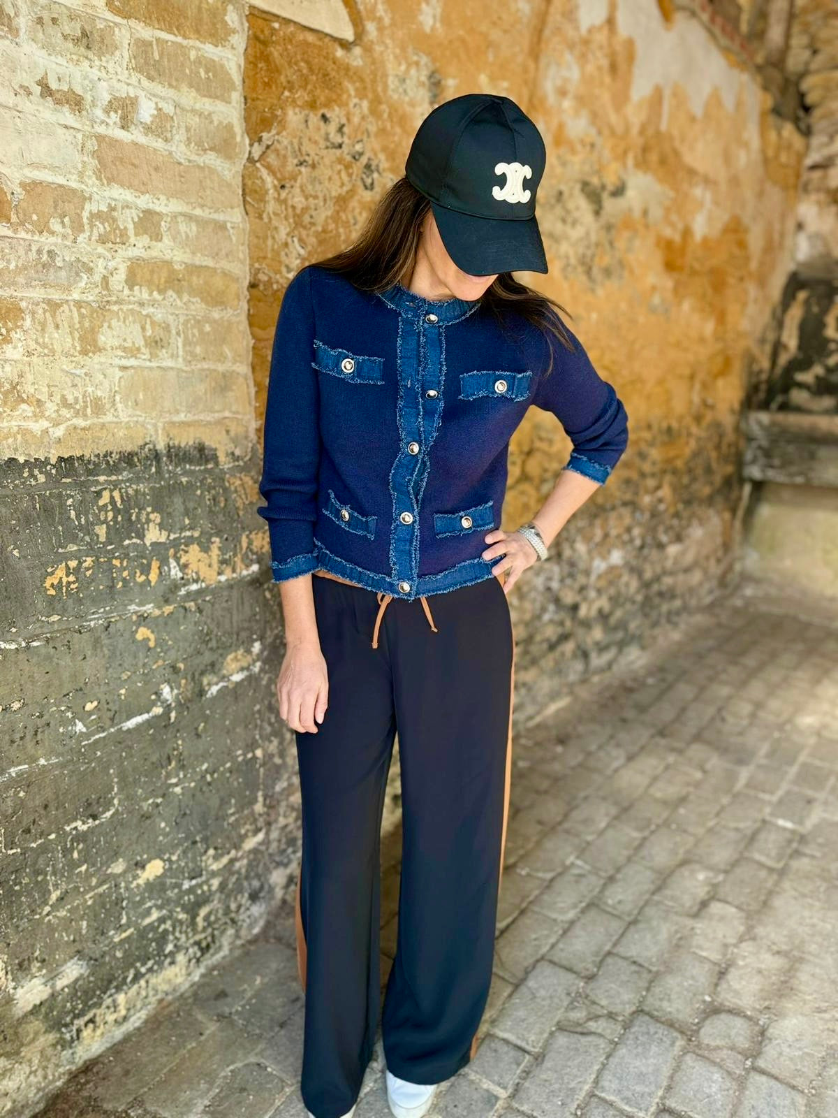 Pantalón Tempest - Negro con raya color tostado