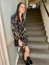 Sasha Mini Dress - Gold Print