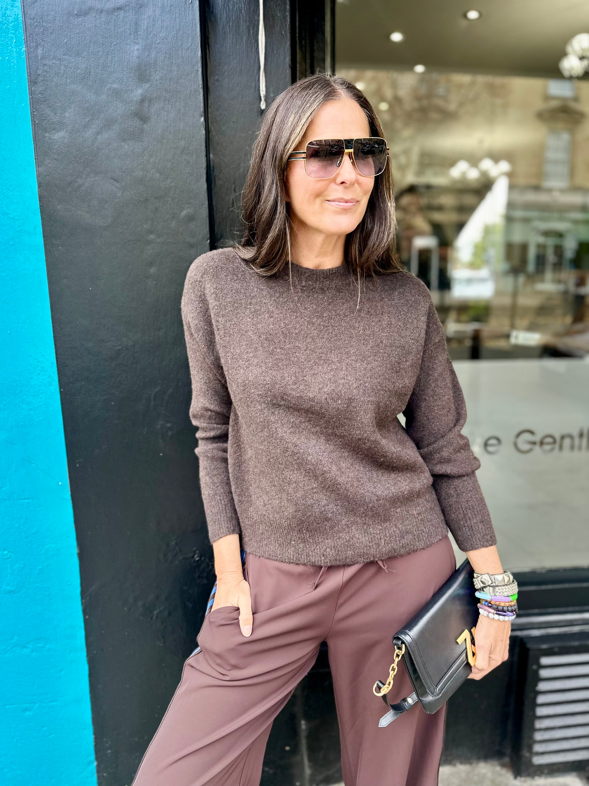 Coral Crew Neck Knit - Chocolate