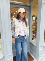 Verity Sequin Cropped Jacket - Baby Blue