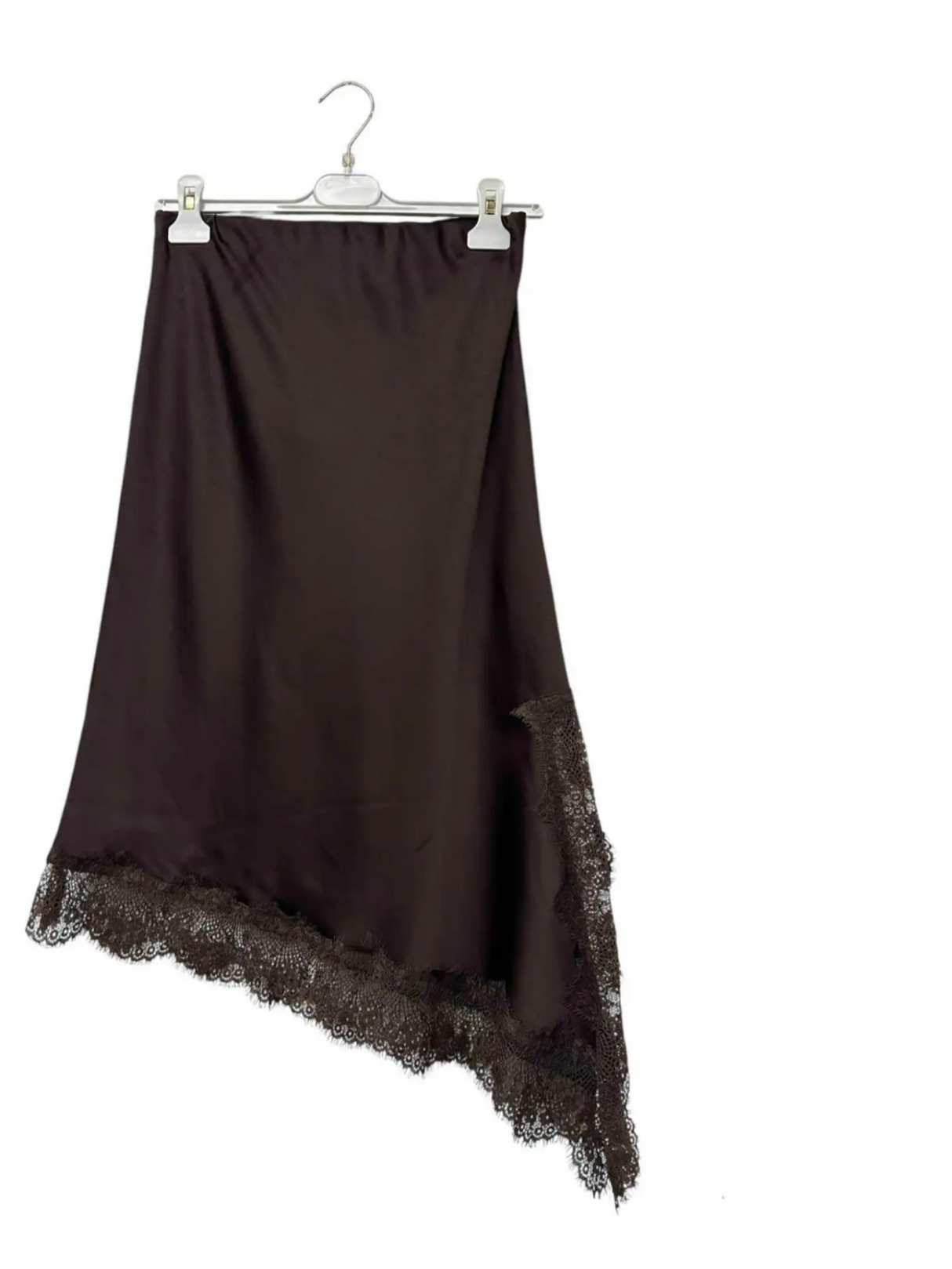 Edith Satin Lace Skirt Chocolate