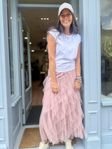 Rosalie Tulle Midi Skirt - Dusty Pink