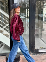 Marant Sequin Bomber - Cherry