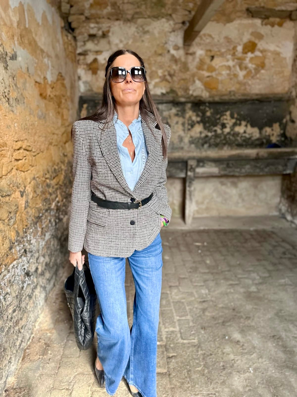 Chaqueta Rocco de pata de gallo en mezcla marrón