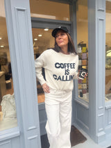 Coffee Crew Neck Knit - Ivory