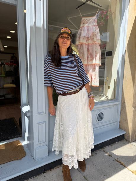White Lace Midi Skirt