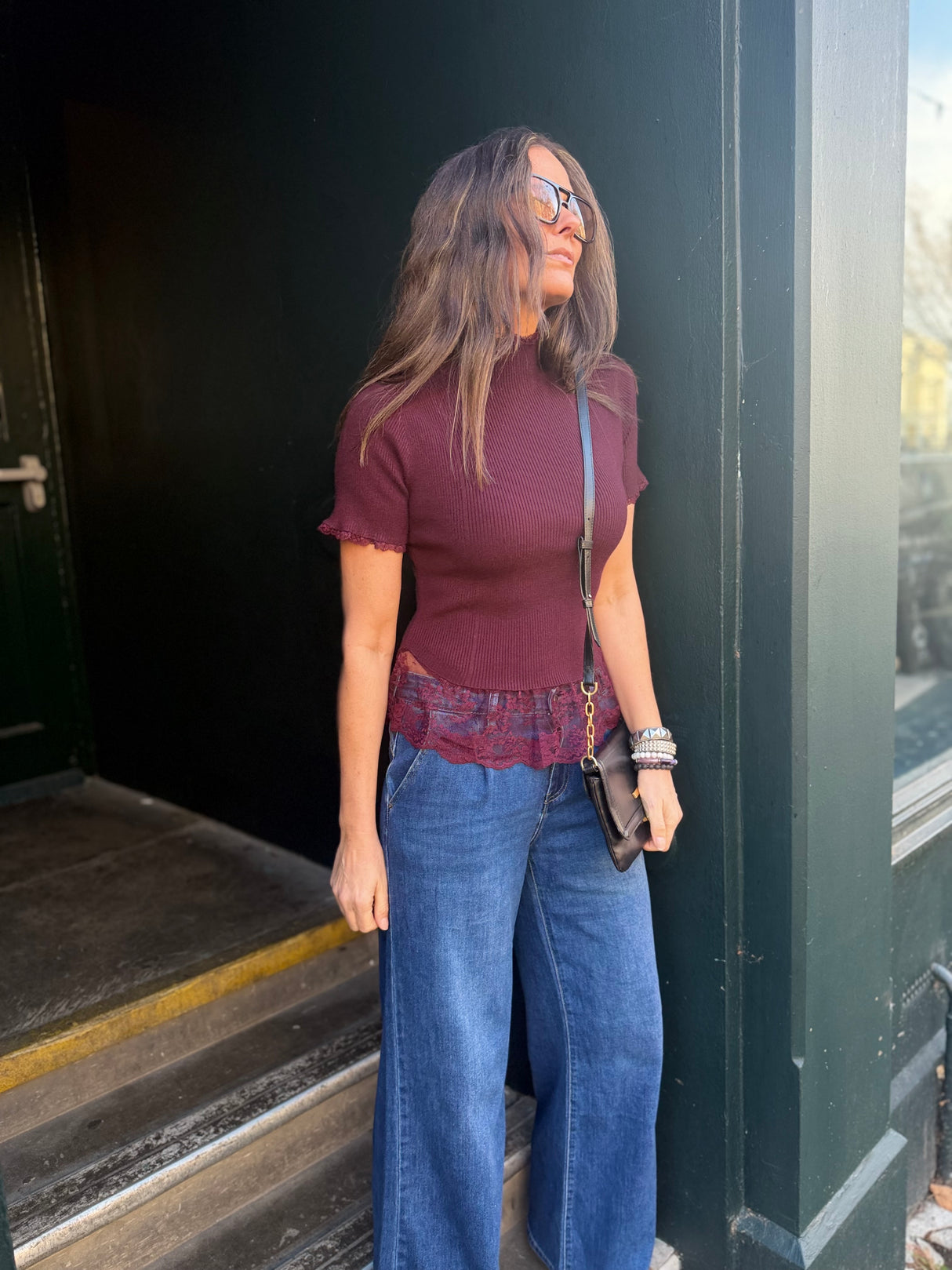 Ophelia Short Sleeve Turtleneck - Cherry